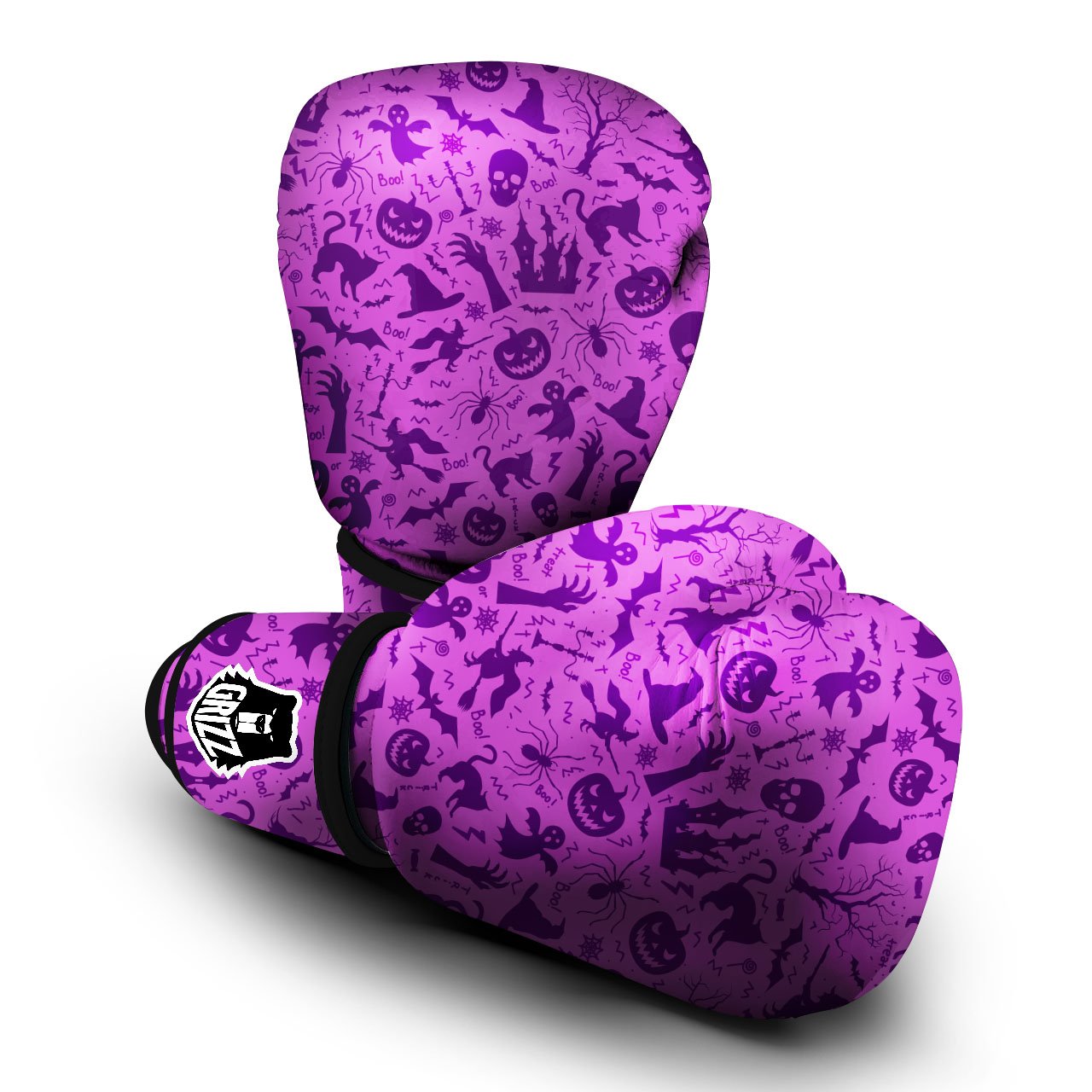 Halloween Purple Print Pattern Boxing Gloves-grizzshop