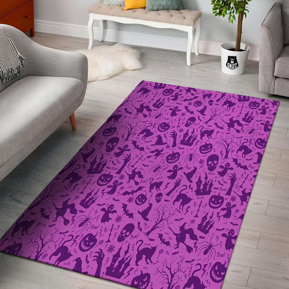 Halloween Purple Print Pattern Floor Mat-grizzshop