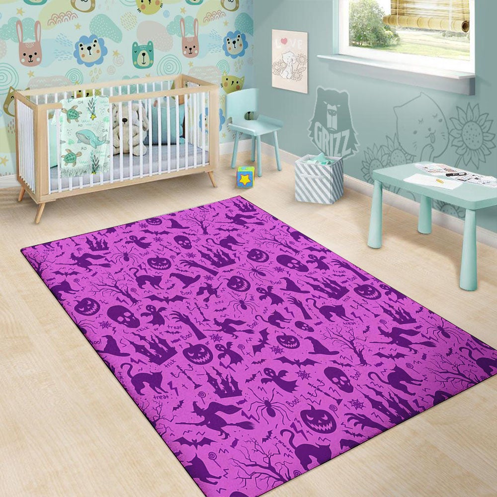Halloween Purple Print Pattern Floor Mat-grizzshop