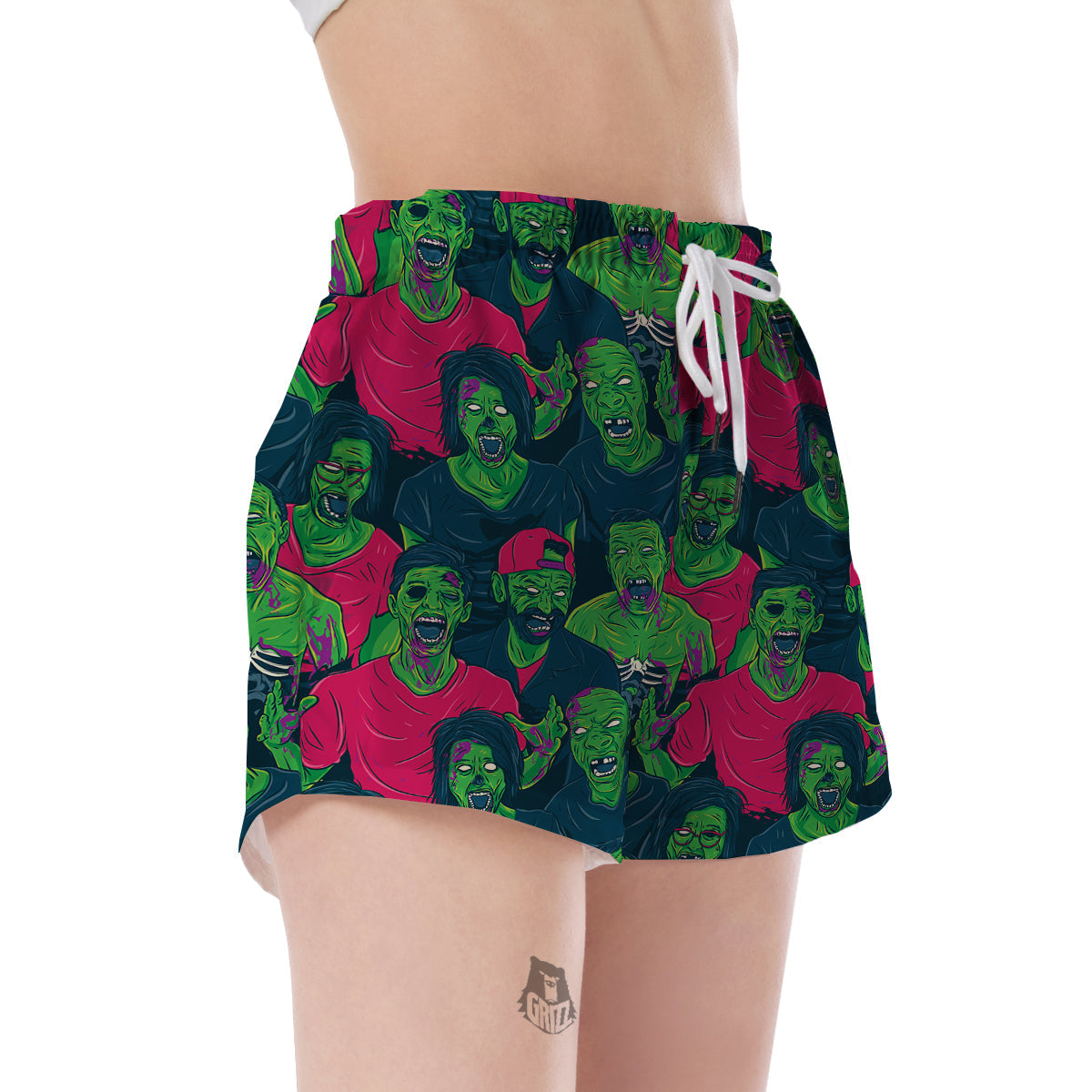Halloween Zombie Pattern Print Women's Shorts-grizzshop