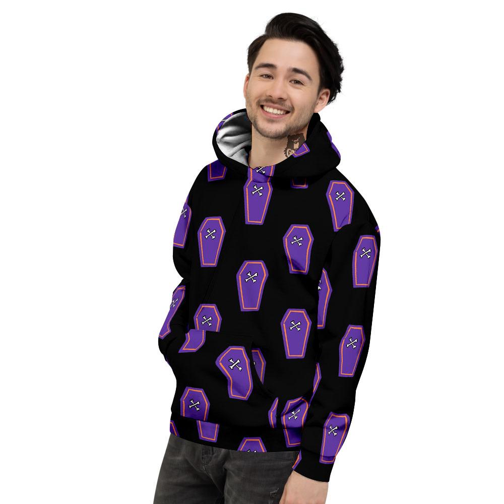 Halloween Coffin Purple Print Pattern Men's Hoodie-grizzshop