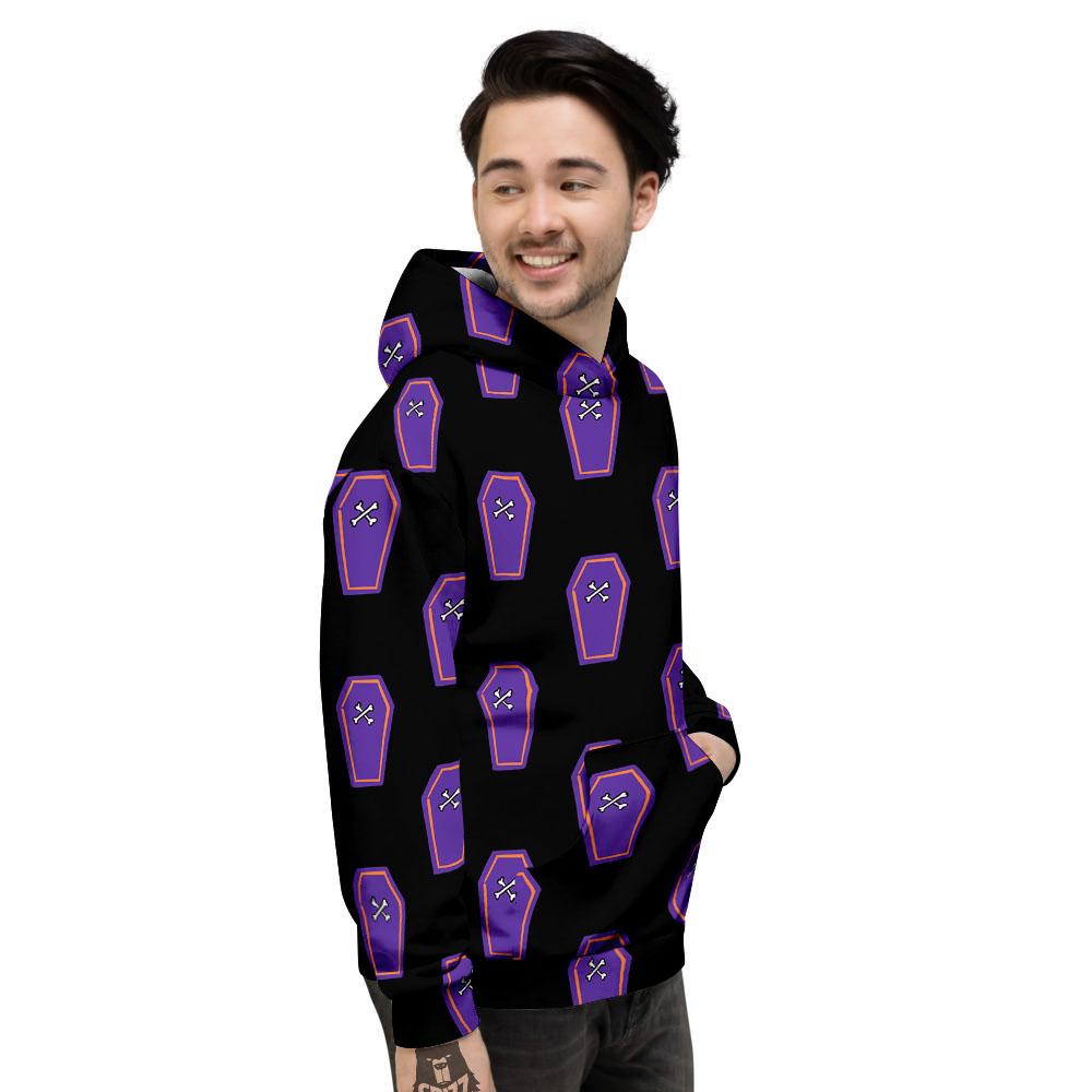 Halloween Coffin Purple Print Pattern Men's Hoodie-grizzshop