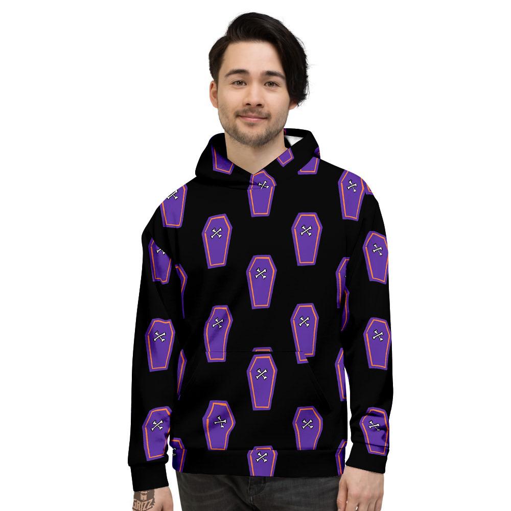 Halloween Coffin Purple Print Pattern Men's Hoodie-grizzshop
