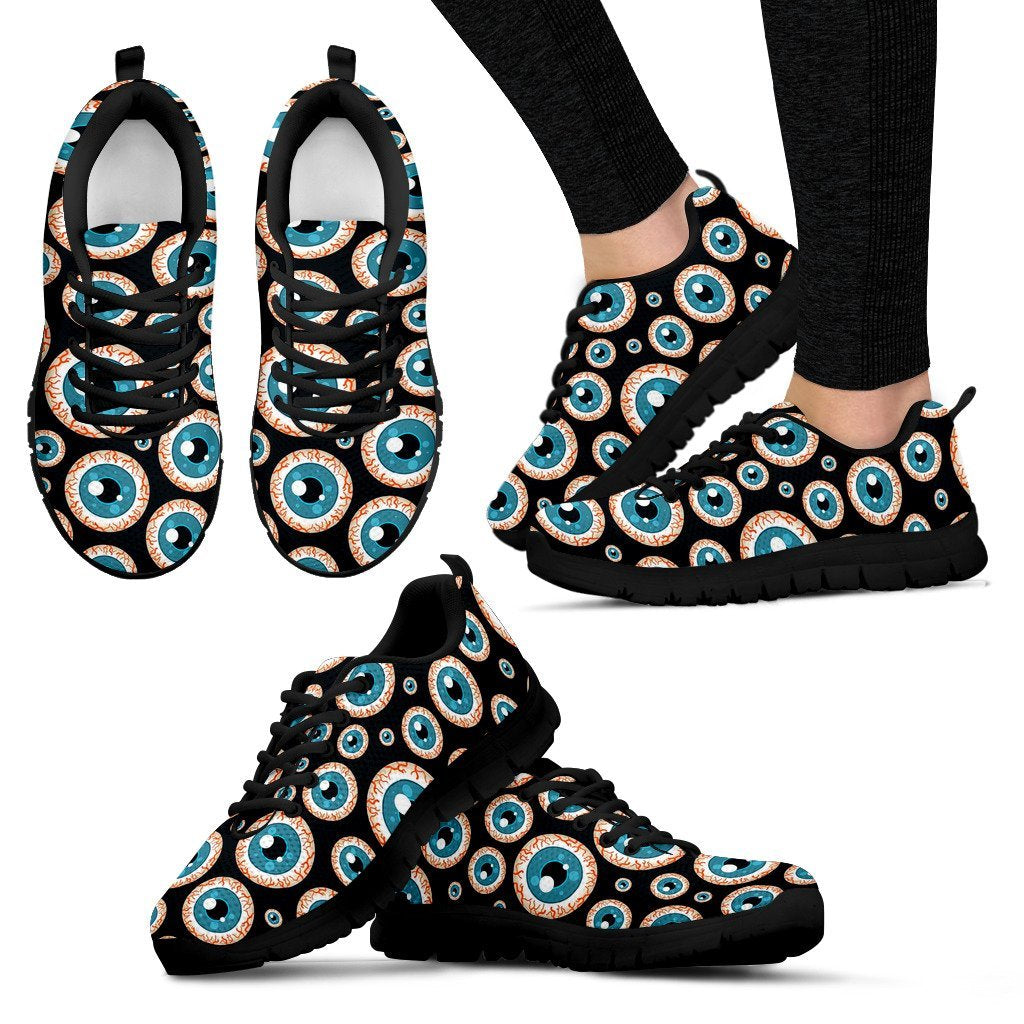 Halloween Zombie Eyes Pattern Print Black Sneaker Shoes For Men Women-grizzshop