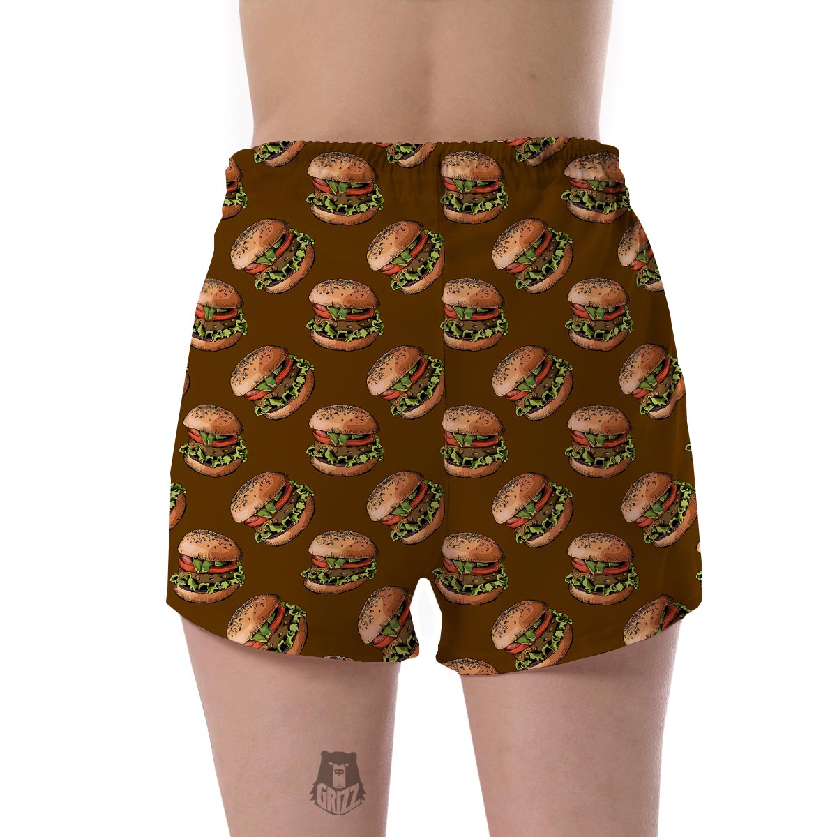 Hamburger Brown Pattern Print Women's Shorts-grizzshop