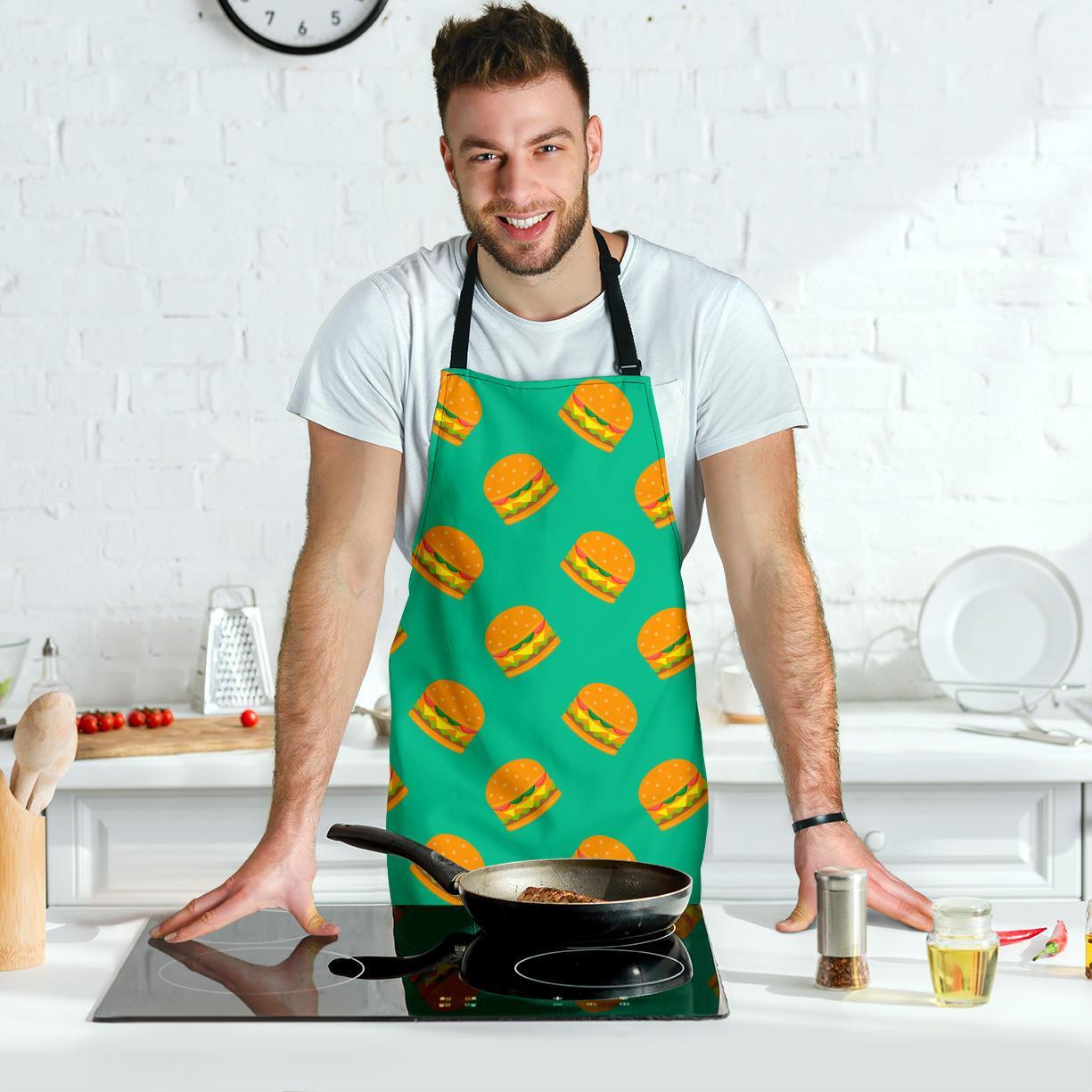 Hamburger Pastel Pattern Print Men's Apron-grizzshop