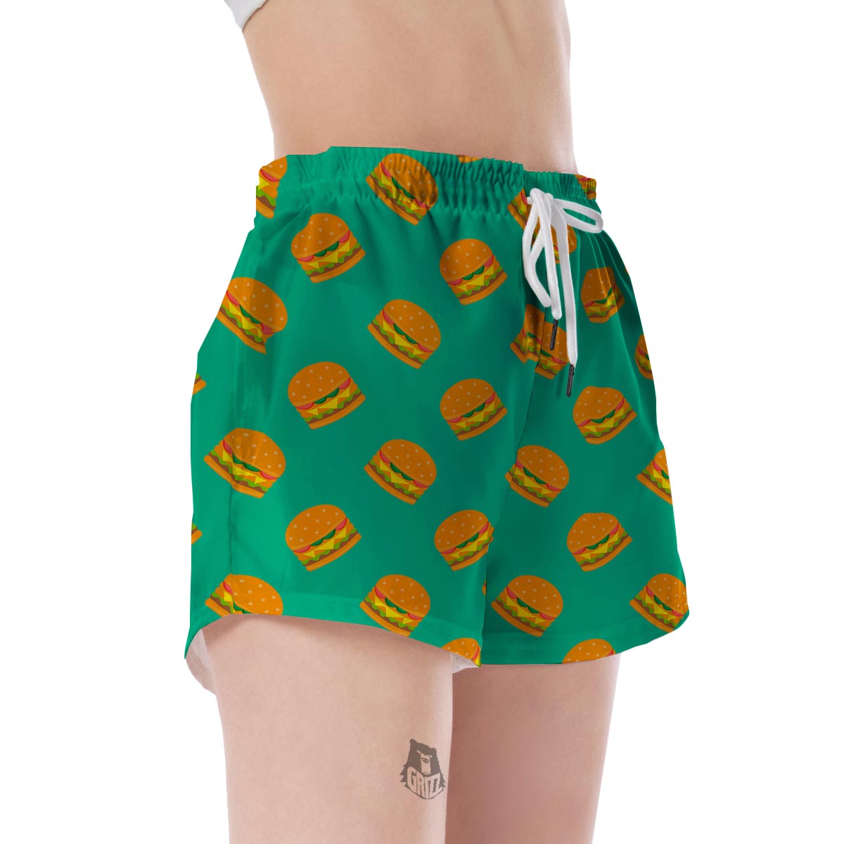 Hamburger Pastel Pattern Print Women's Shorts-grizzshop