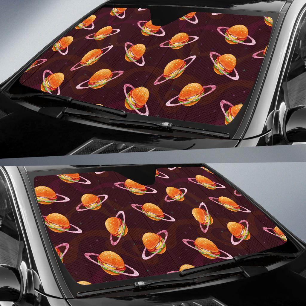 Hamburger Planet Pattern Print Car Sun Shade-grizzshop