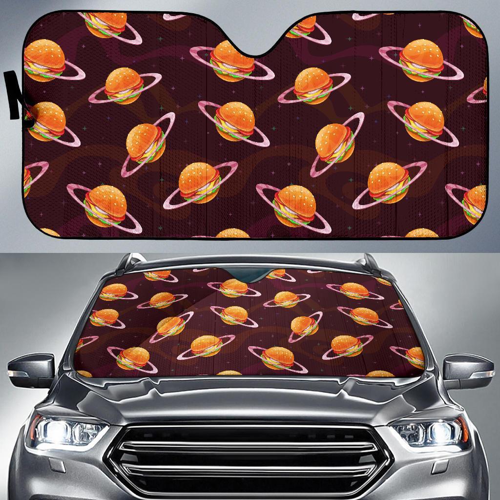 Hamburger Planet Pattern Print Car Sun Shade-grizzshop