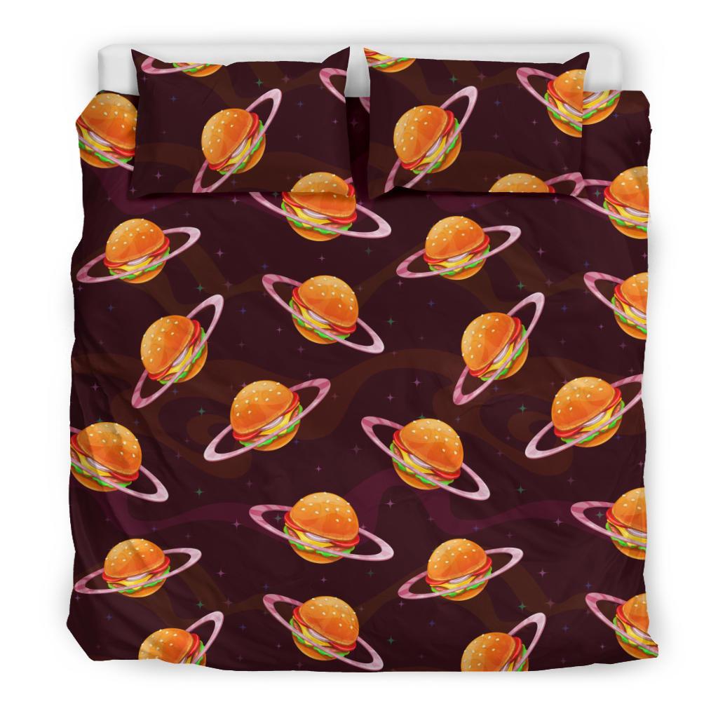 Hamburger Planet Pattern Print Duvet Cover Bedding Set-grizzshop