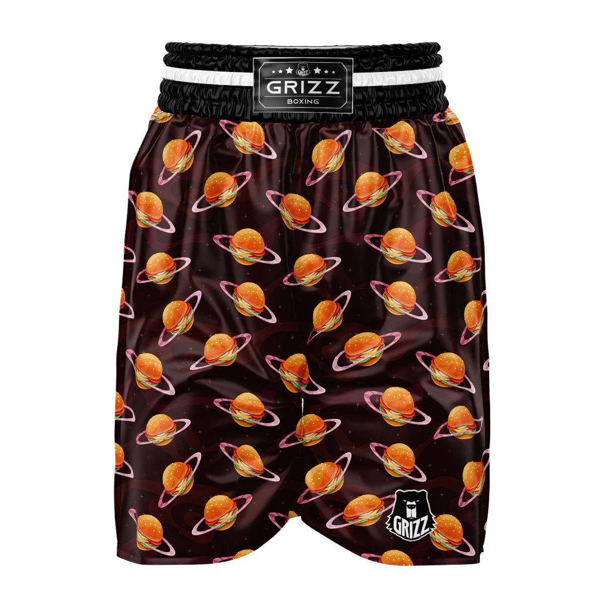 Hamburger Planet Print Pattern Boxing Shorts-grizzshop