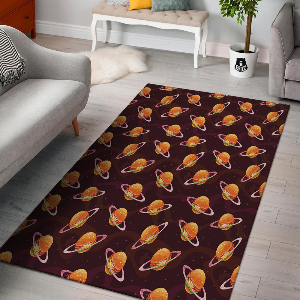 Hamburger Planet Print Pattern Floor Mat-grizzshop