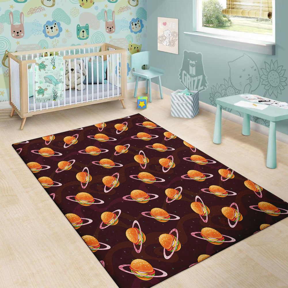 Hamburger Planet Print Pattern Floor Mat-grizzshop
