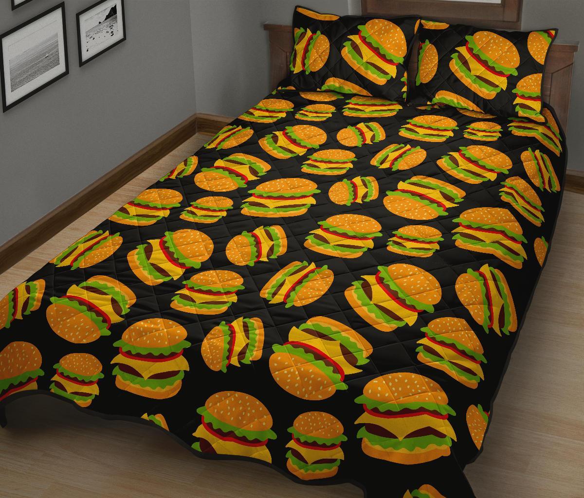 Hamburger Print Pattern Bed Set Quilt-grizzshop