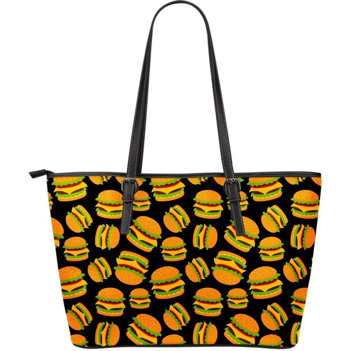 Hamburger Print Pattern Leather Tote Bag-grizzshop