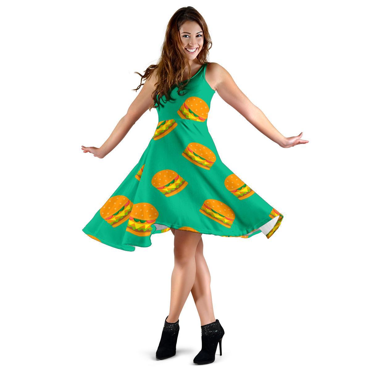 Hamburger Pastel Pattern Print Dress-grizzshop