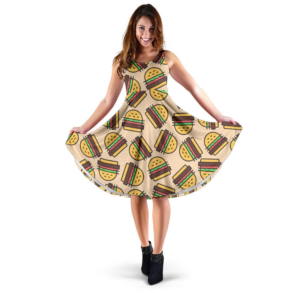 Hamburger Pattern Print Dress-grizzshop