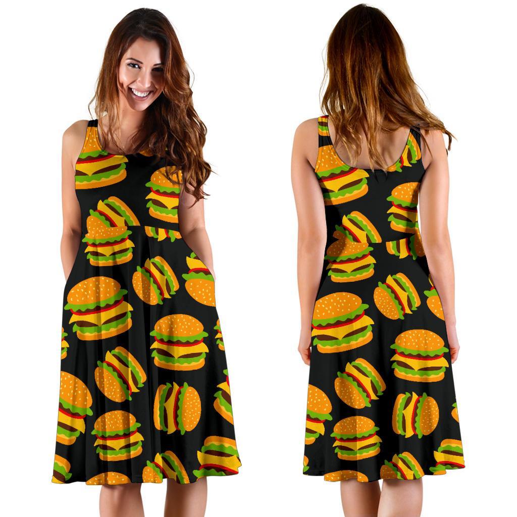 Hamburger Print Pattern Dress-grizzshop