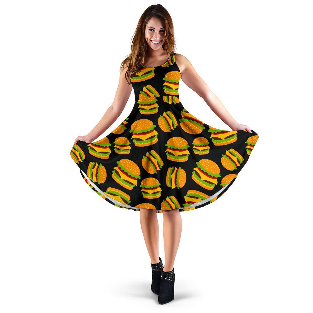 Hamburger Print Pattern Dress-grizzshop