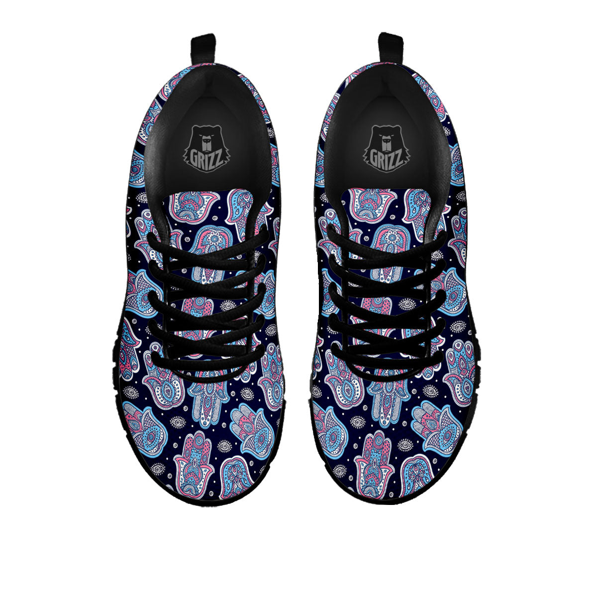 Hamsa Boho Print Pattern Black Sneaker-grizzshop