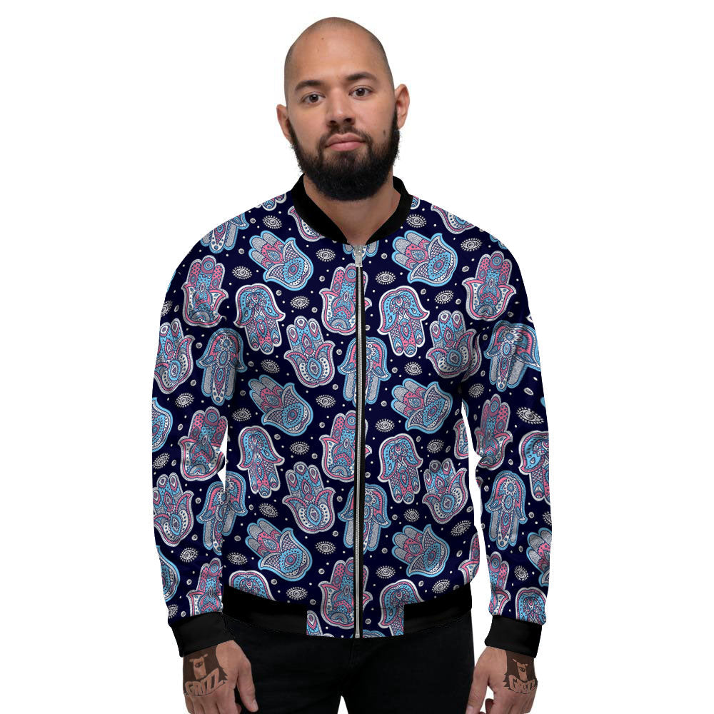 Hamsa Boho Print Pattern Men's Bomber Jacket-grizzshop