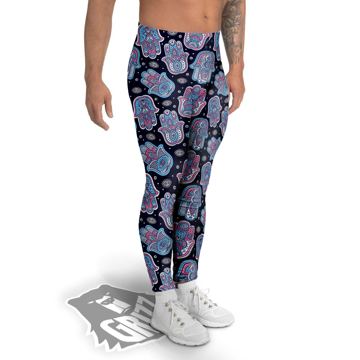 Hamsa Boho Print Pattern Men's Leggings-grizzshop