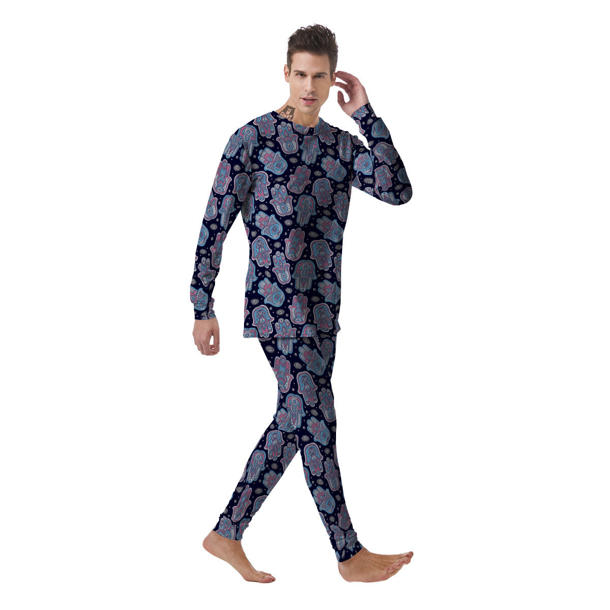 Hamsa Boho Print Pattern Men's Pajamas-grizzshop
