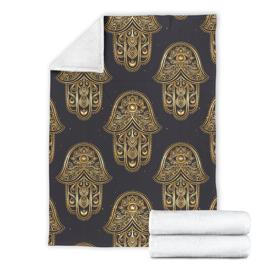 Hamsa Evil Eye Pattern Print Blanket-grizzshop