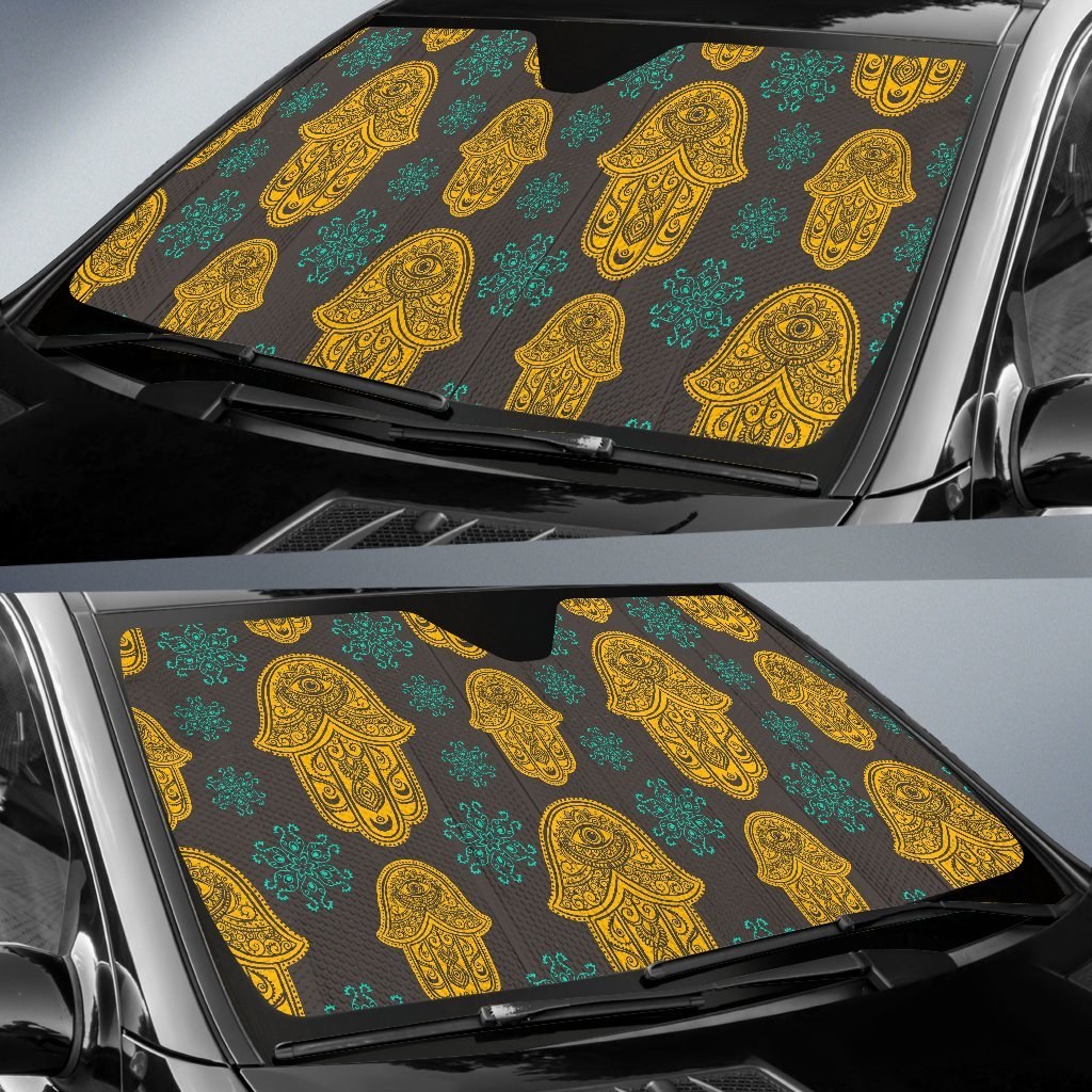 Hamsa Evil Eye Print Pattern Car Sun Shade-grizzshop