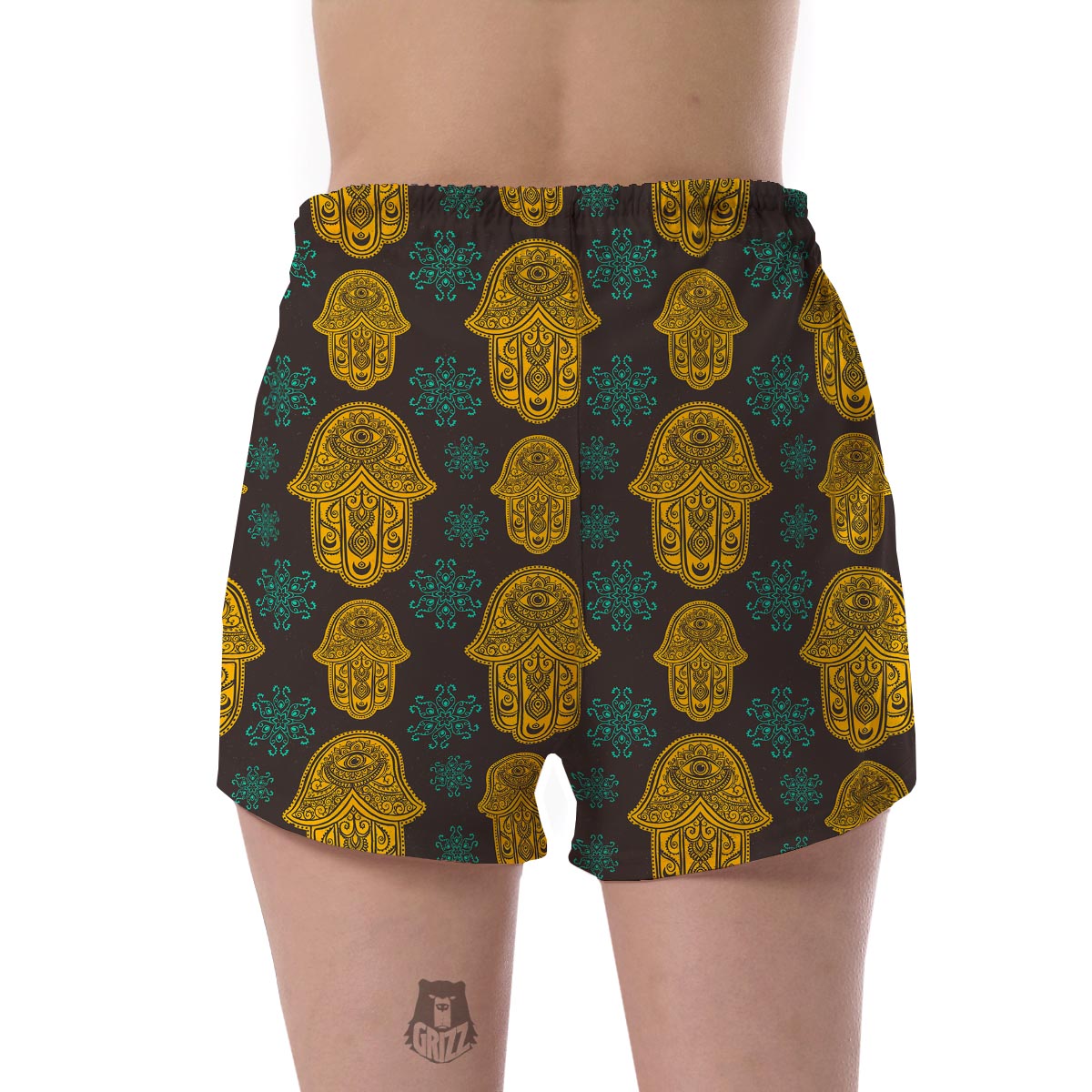 Hamsa Evil Eye Print Pattern Women's Shorts-grizzshop