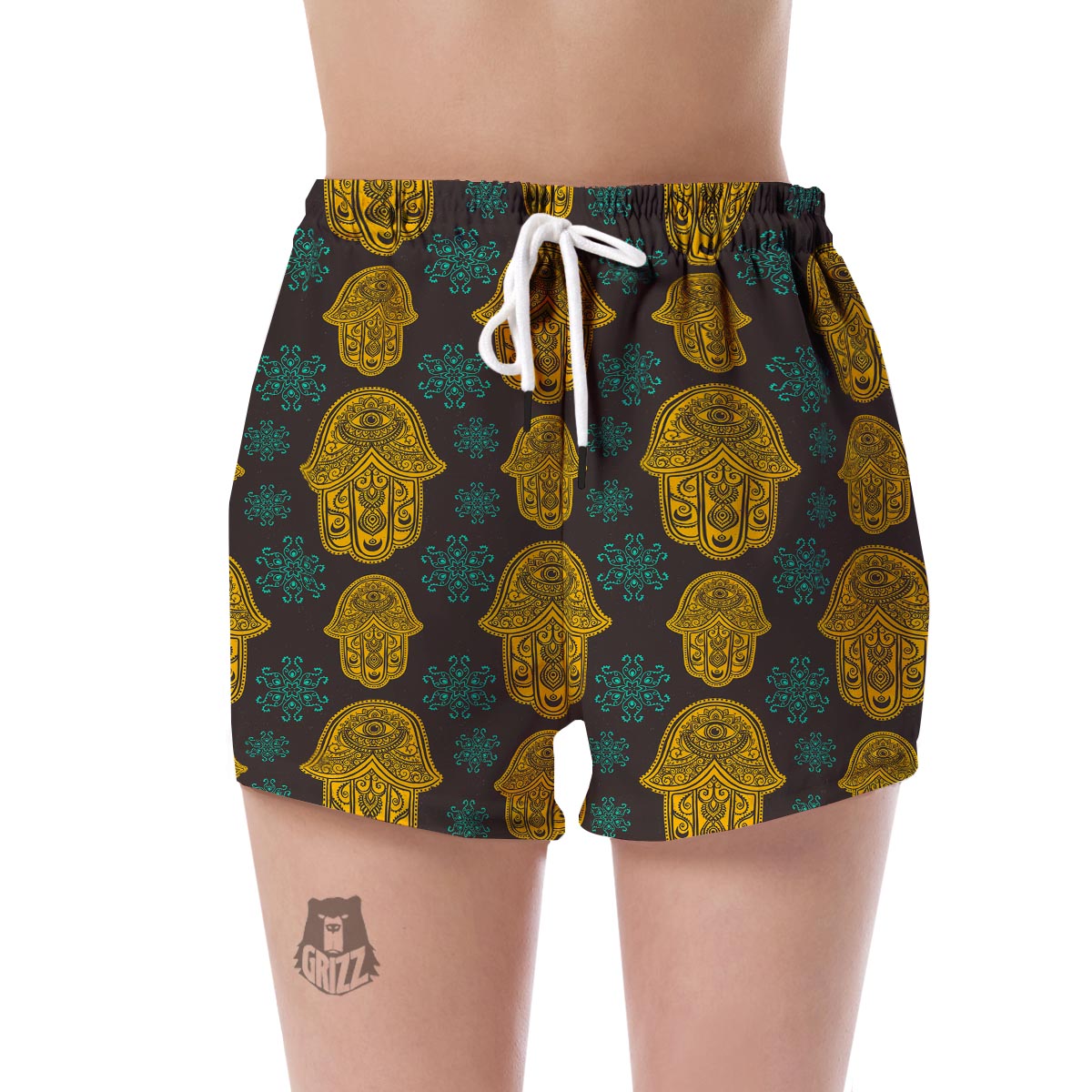 Hamsa Evil Eye Print Pattern Women's Shorts-grizzshop