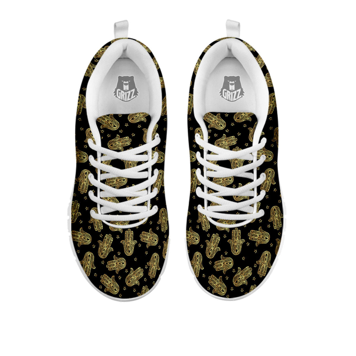 Hamsa Gold Print Pattern White Sneaker-grizzshop