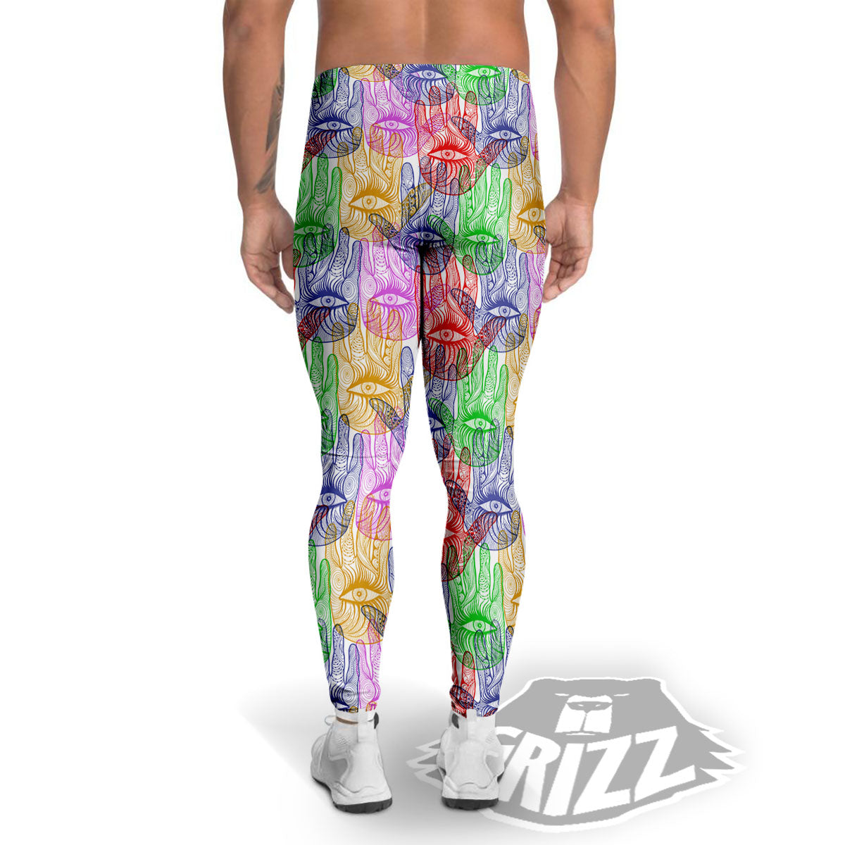 Hamsa Hand Colorful Print Men's Leggings-grizzshop