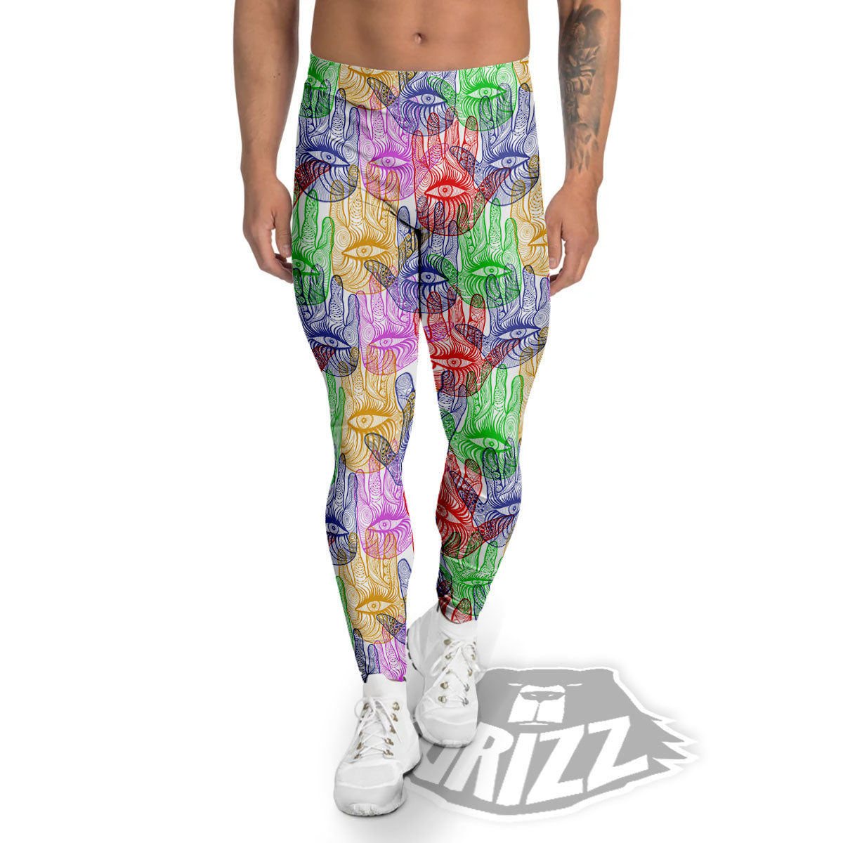 Hamsa Hand Colorful Print Men's Leggings-grizzshop
