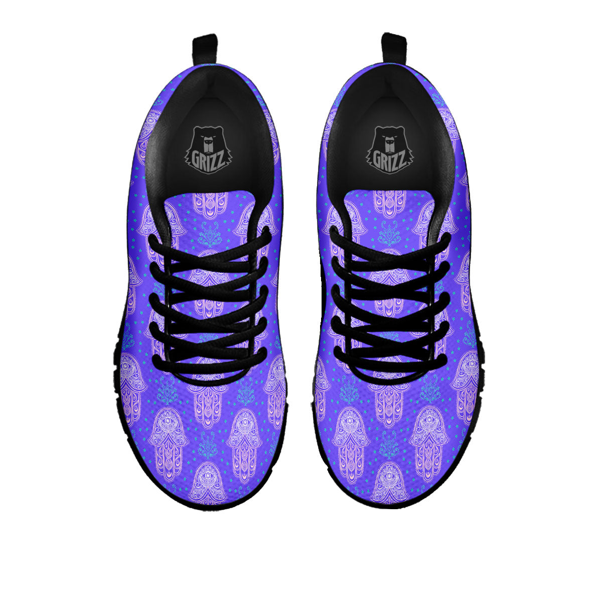 Hamsa Indian Print Pattern Black Sneaker-grizzshop