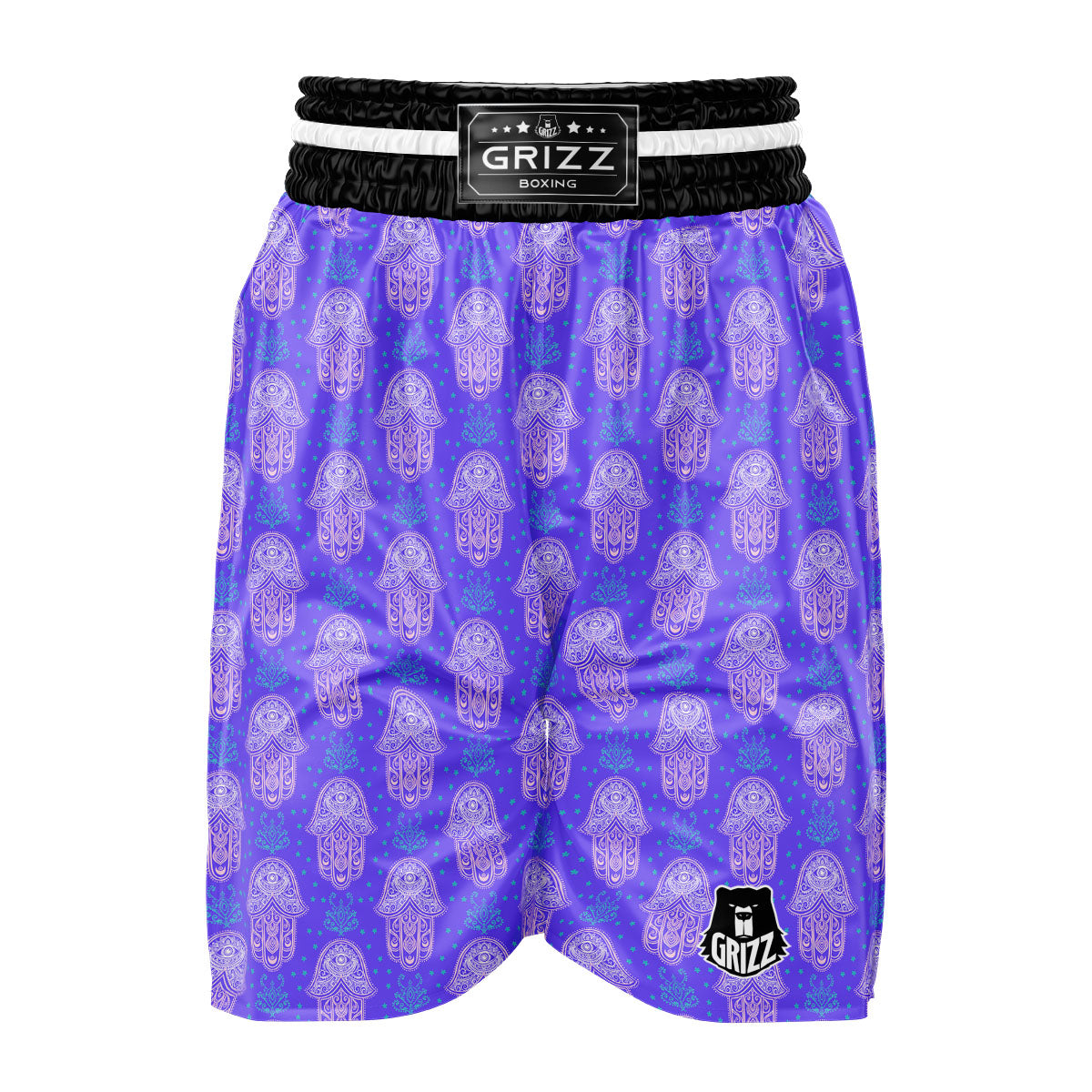 Hamsa Indian Print Pattern Boxing Shorts-grizzshop