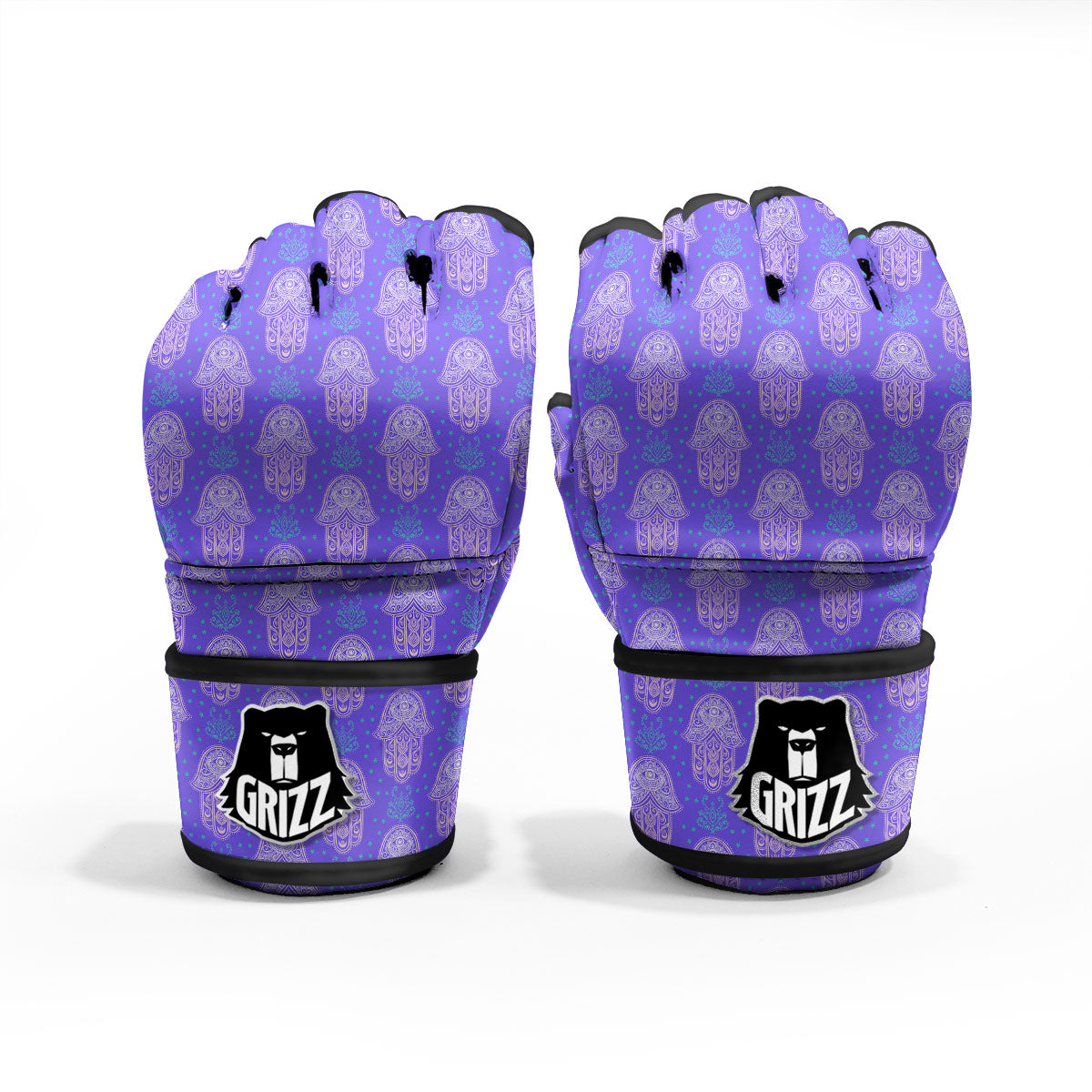Hamsa Indian Print Pattern MMA Gloves-grizzshop