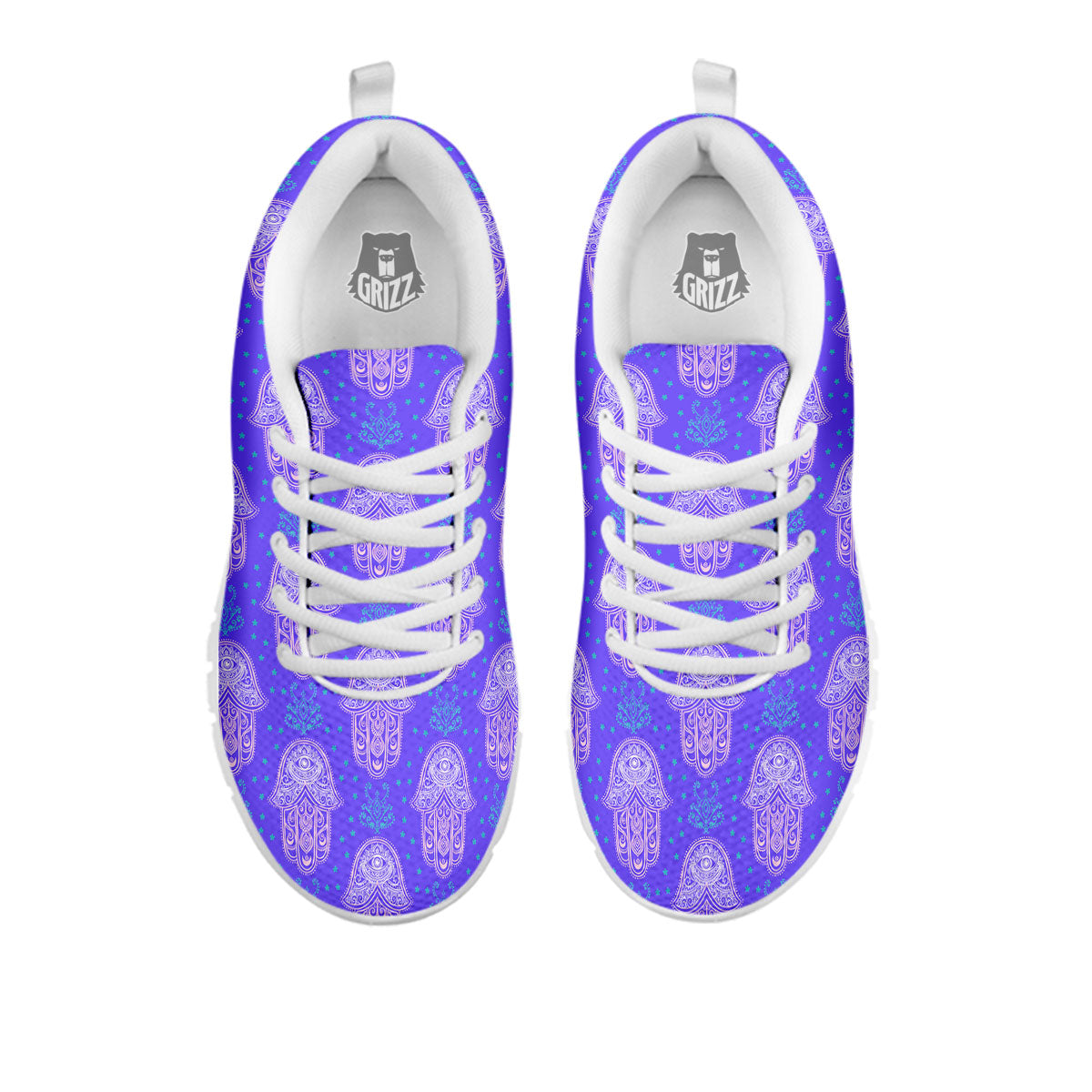 Hamsa Indian Print Pattern White Sneaker-grizzshop