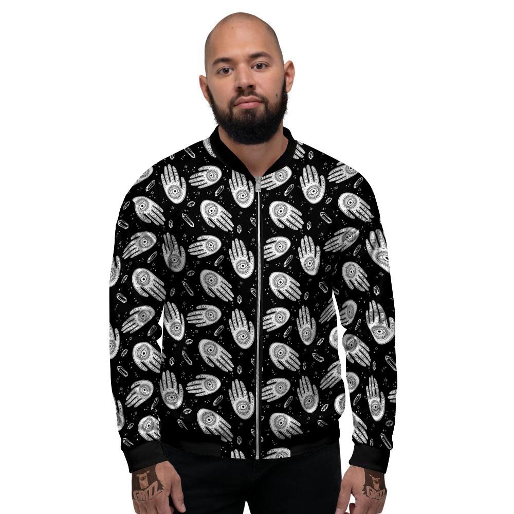 Hamsa Symbol Print Pattern Men's Bomber Jacket-grizzshop