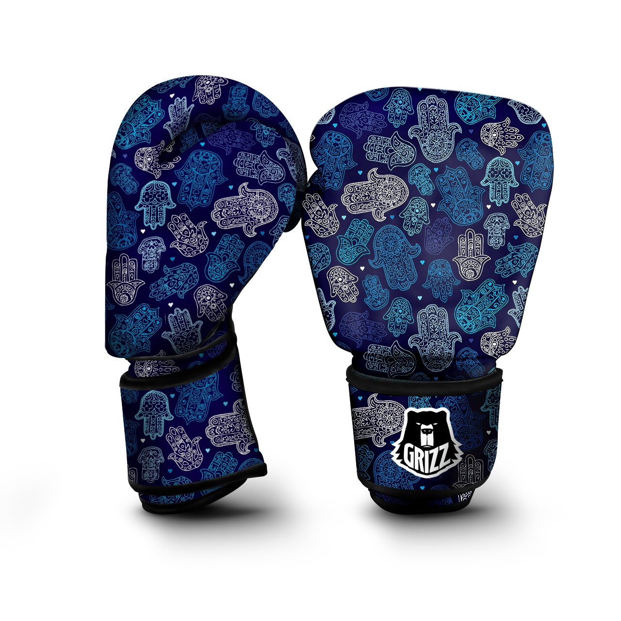 Hamsa Turquoise Print Pattern Boxing Gloves-grizzshop