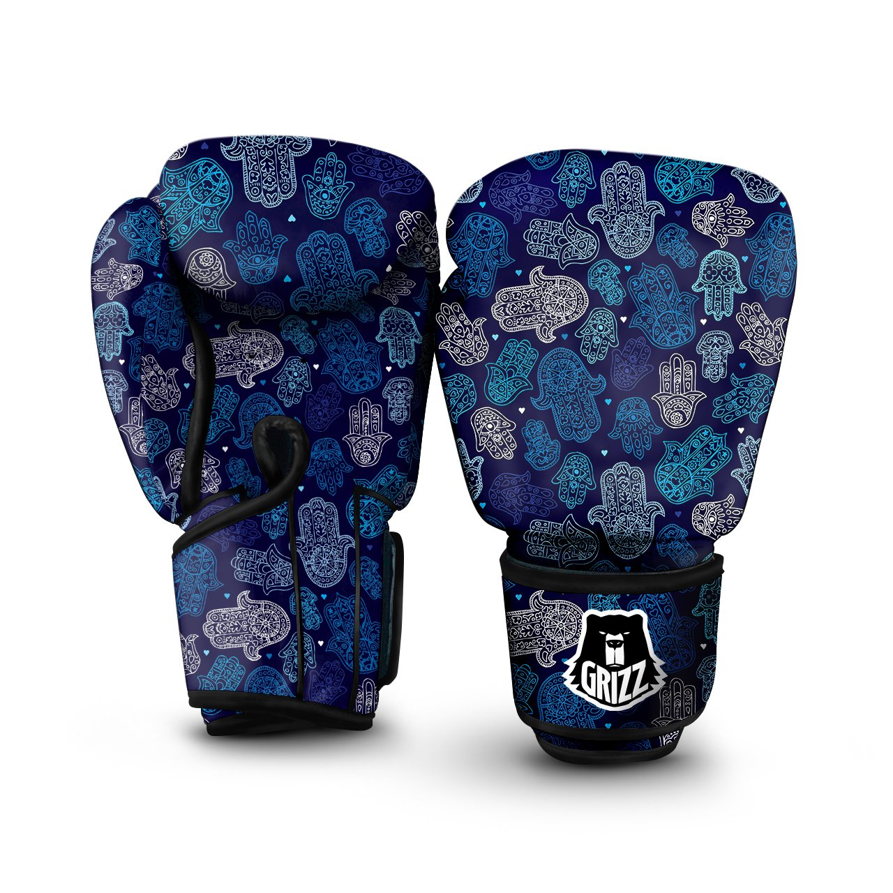 Hamsa Turquoise Print Pattern Boxing Gloves-grizzshop