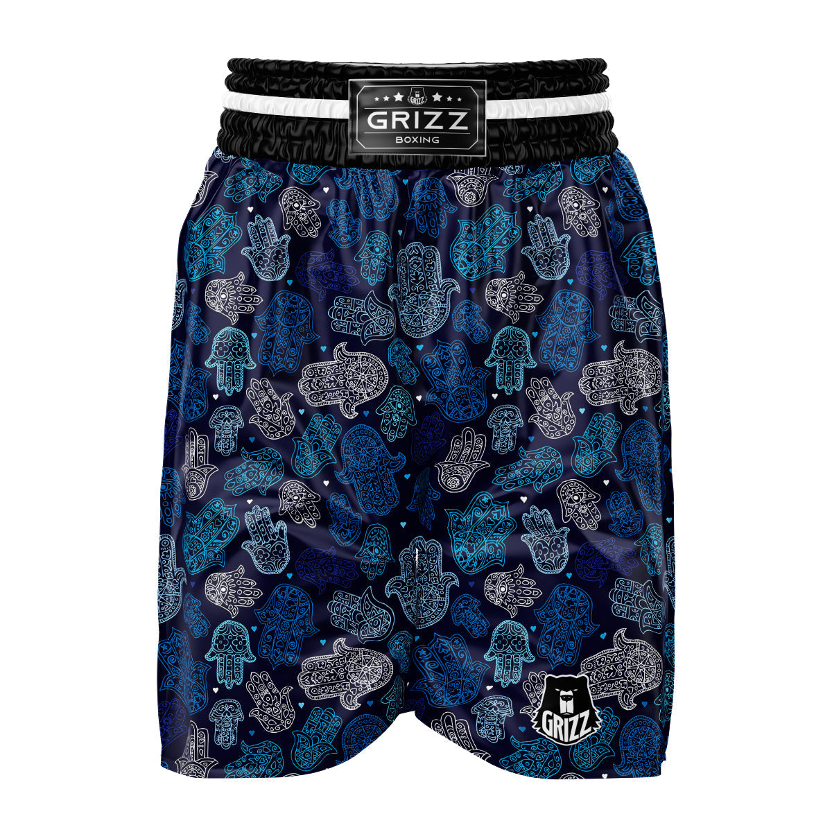 Hamsa Turquoise Print Pattern Boxing Shorts-grizzshop