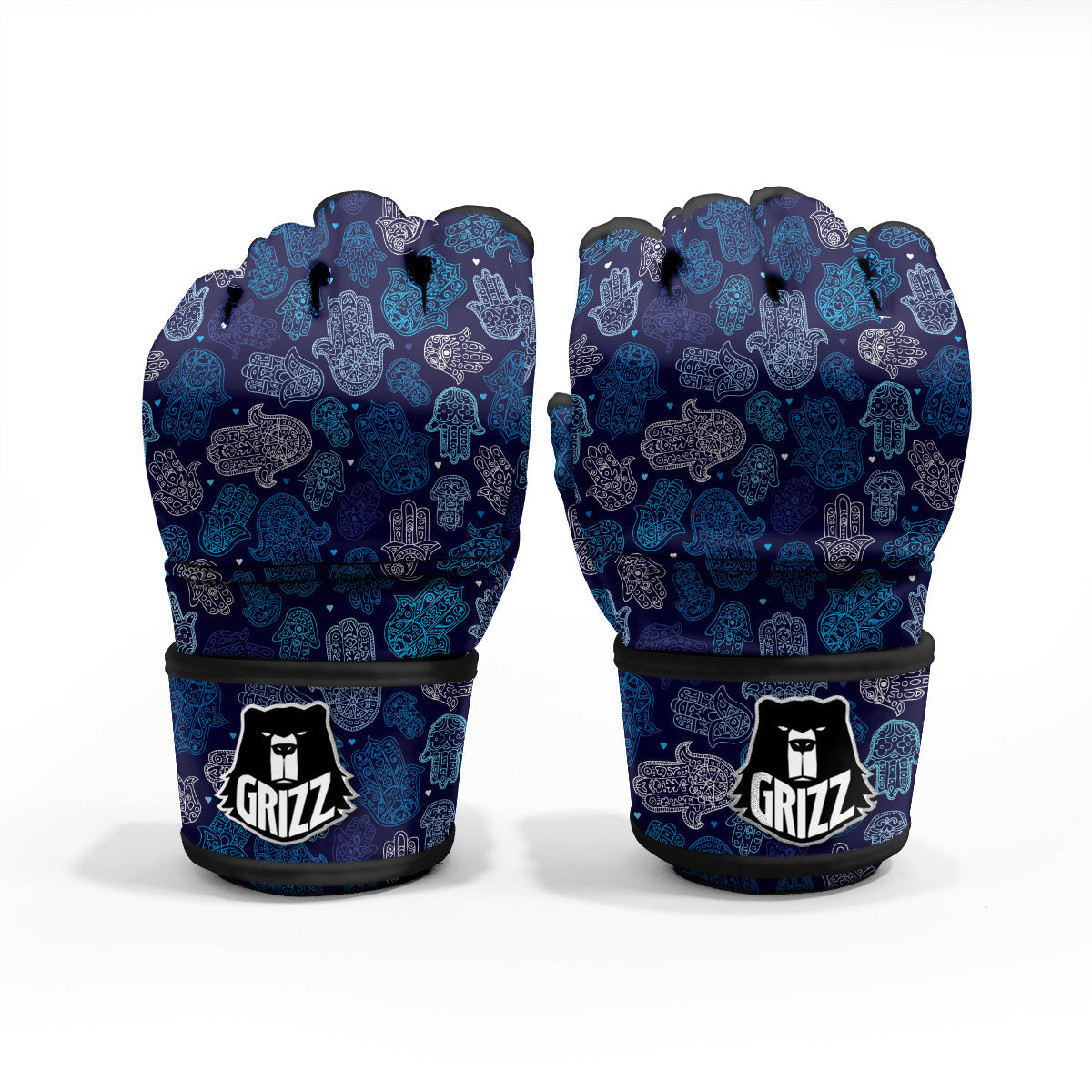 Hamsa Turquoise Print Pattern MMA Gloves-grizzshop