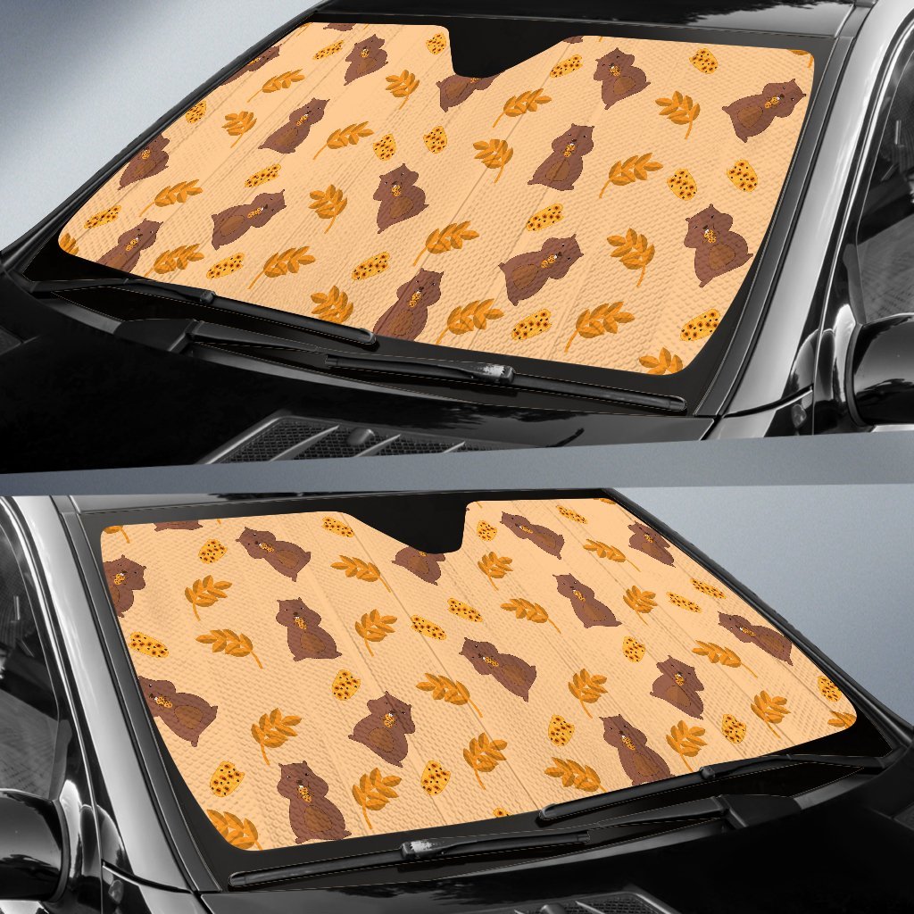 Hamster Eating Pattern Print Car Sun Shade-grizzshop