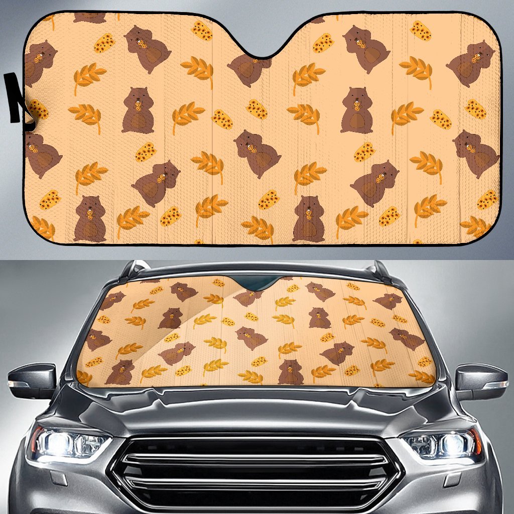 Hamster Eating Pattern Print Car Sun Shade-grizzshop