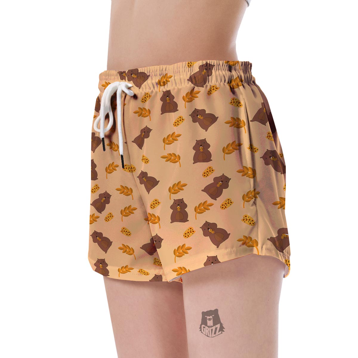 Hamster Eating Pattern Print Women's Shorts-grizzshop