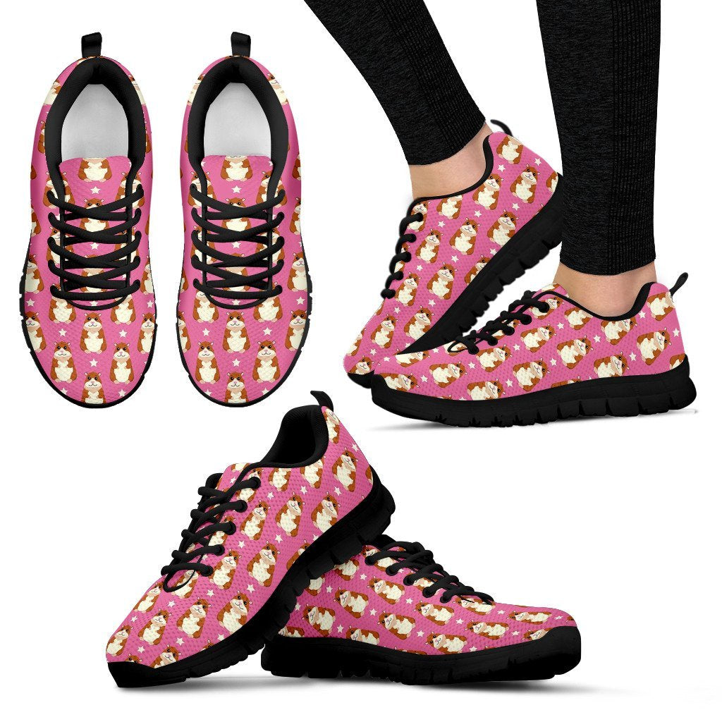 Hamster Print Pattern Black Sneaker Shoes For Men Women-grizzshop