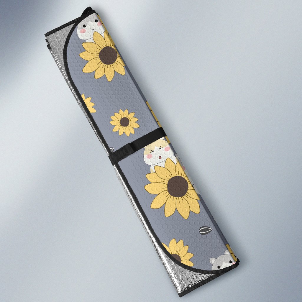 Hamster Sunflower Pattern Print Car Sun Shade-grizzshop