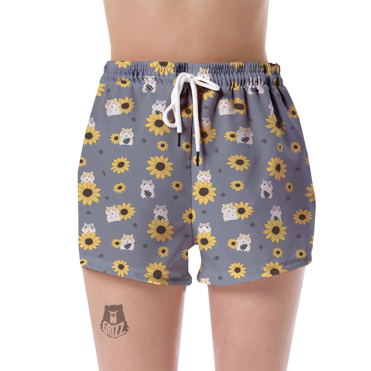 Hamster Sunflower Pattern Print Women's Shorts-grizzshop