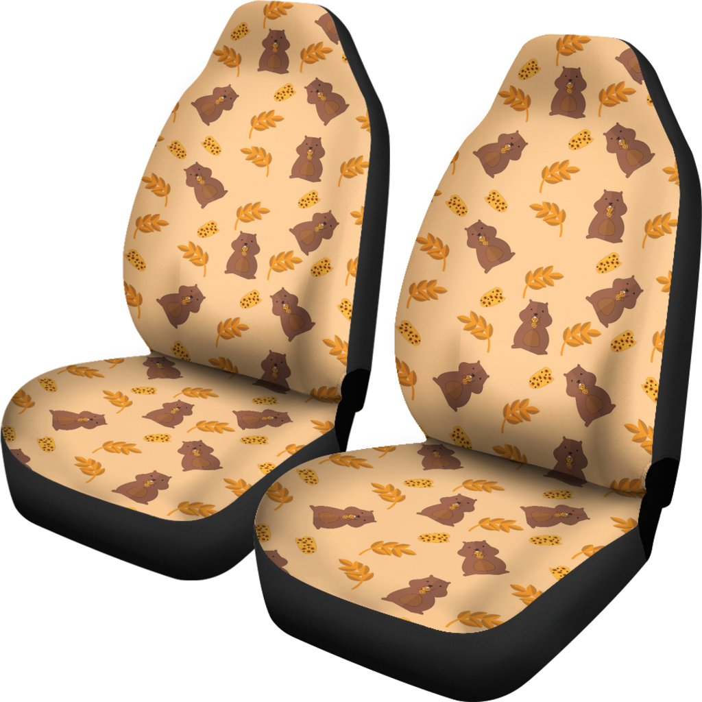 Hamster Eating Pattern Print Universal Fit Car Seat Cover-grizzshop